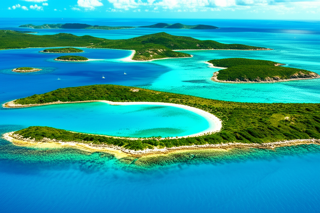 Beautiful Caribbean islands aerial view