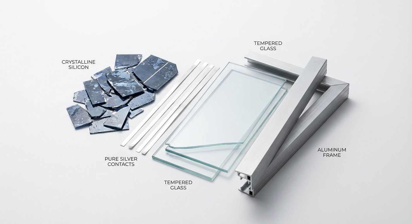 Recycled materials from solar panels